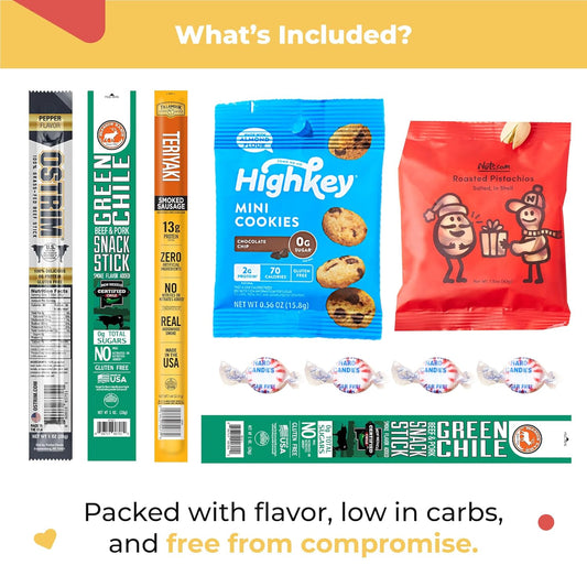 Bunny James Boxes Keto Box KETO Ultra Low Carb Snacks Care Package with High Fat Ketogenic Food Care Package with Cookies, Jerky – 10-Piece Healthy Diet Gift Bag for Men & Women