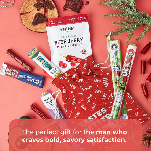 Bunny James Boxes Snack Gift Bag Beef Jerky Gift Bag for Men – High-Protein Meat Snack Sampler for Dads & Jerky Lovers