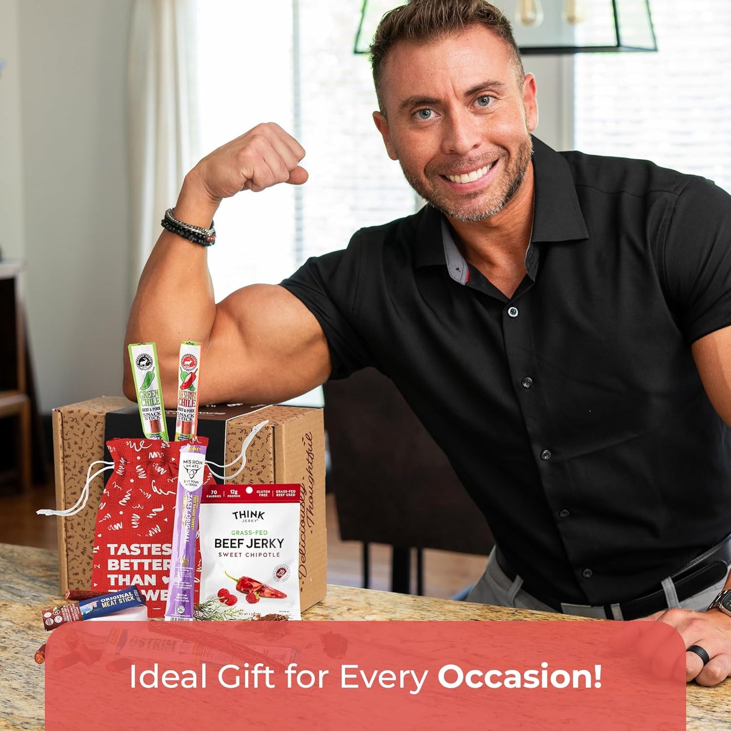 Bunny James Boxes Snack Gift Bag Beef Jerky Gift Bag for Men – High-Protein Meat Snack Sampler for Dads & Jerky Lovers