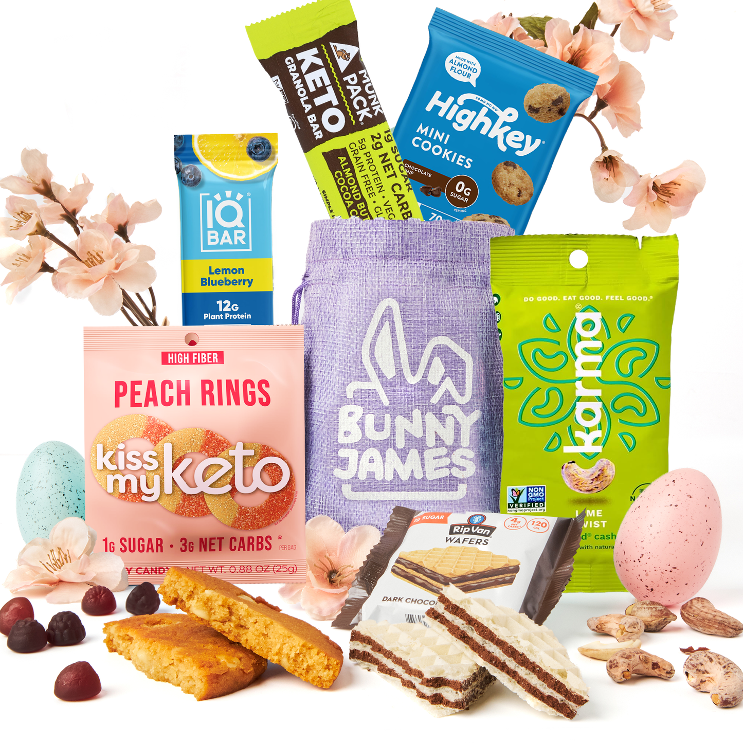 Bunny James Boxes Snack Gift Bag Keto Snack Bag: Diabetic-Friendly, Low-Carb Treats