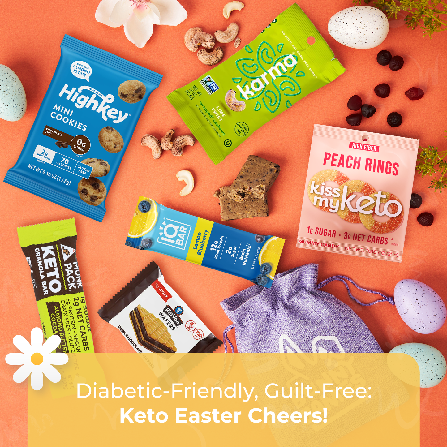 Bunny James Boxes Snack Gift Bag Keto Snack Bag: Diabetic-Friendly, Low-Carb Treats
