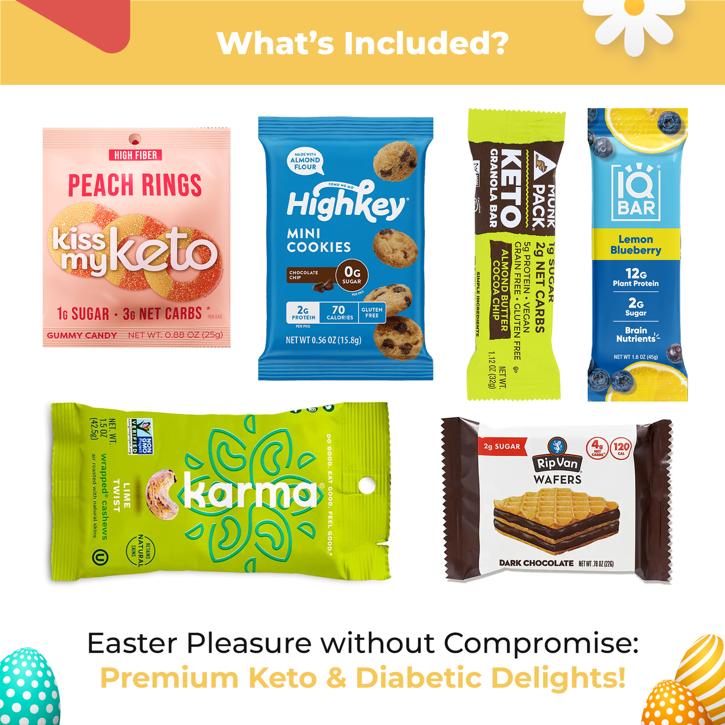 Bunny James Boxes Snack Gift Bag Keto Snack Bag: Diabetic-Friendly, Low-Carb Treats