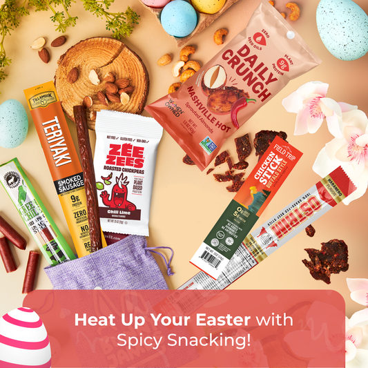 Bunny James Boxes Snack Gift Bag Spicy & Savory Snack Bag: Jerky & Nuts Variety