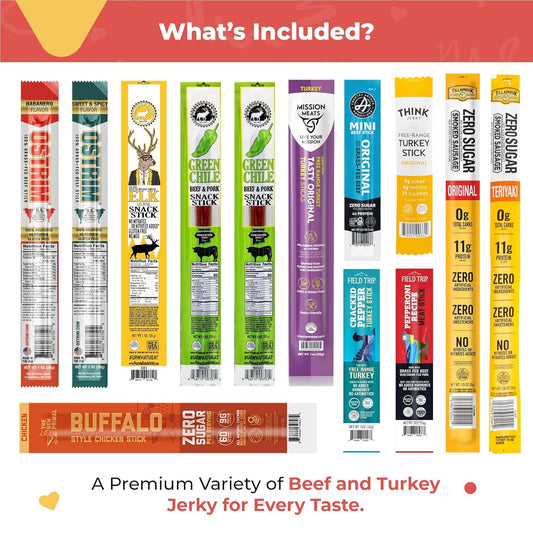 Bunny James Boxes Snack 🔥 Ultimate Jerky Sticks Gift Bag – 12 High-Protein Snack Sticks