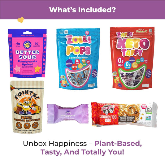 Bunny James Boxes Vegan Box Healthy Vegan Candy Gift Box - Mix Of Sour and Sweet Vegan Candy - Great Vegan Gift Basket Alternative, Amazing Gifts For Her and College Student Gift Care Package