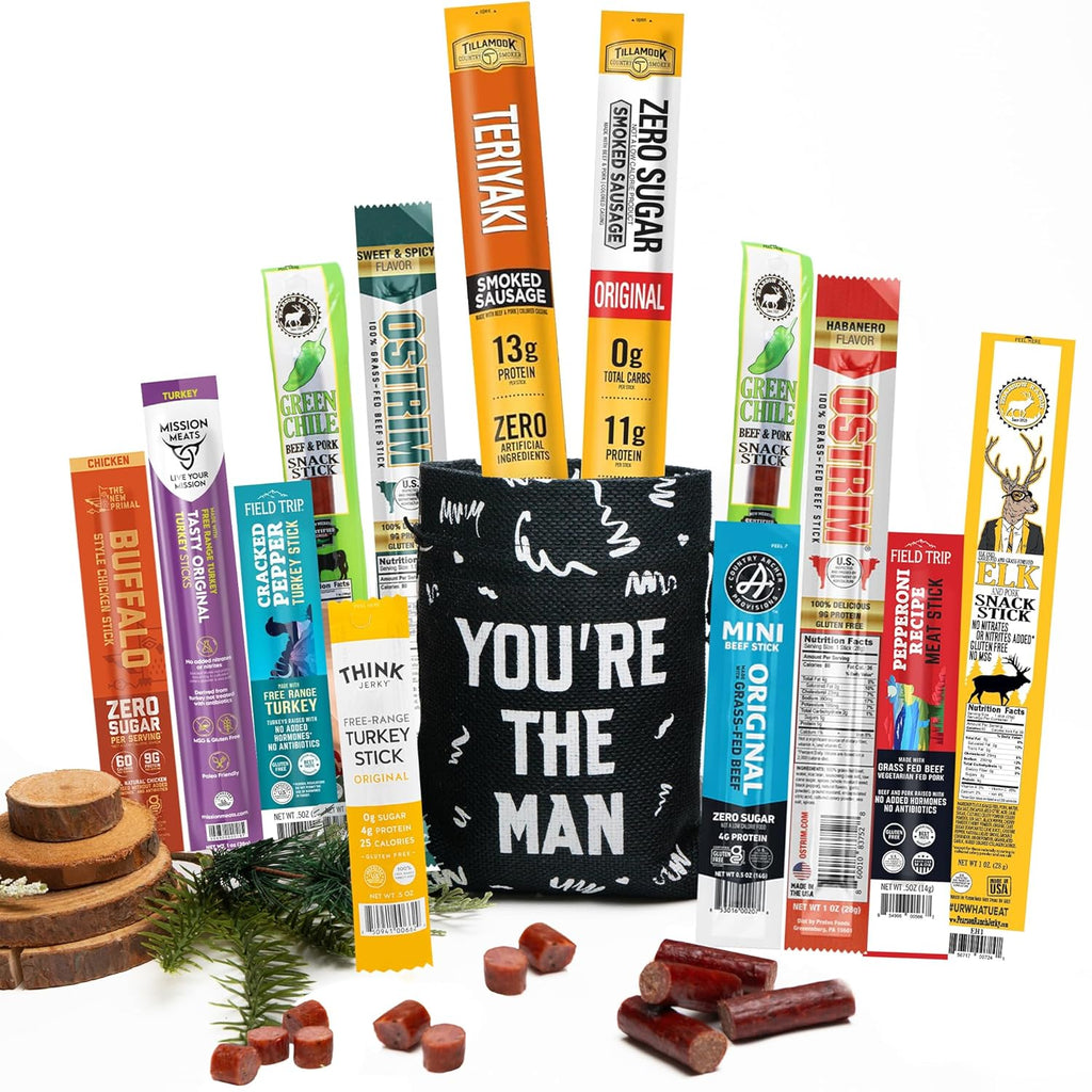 🔥 Ultimate Jerky Sticks Gift Bag – 12 High-Protein Snack Sticks