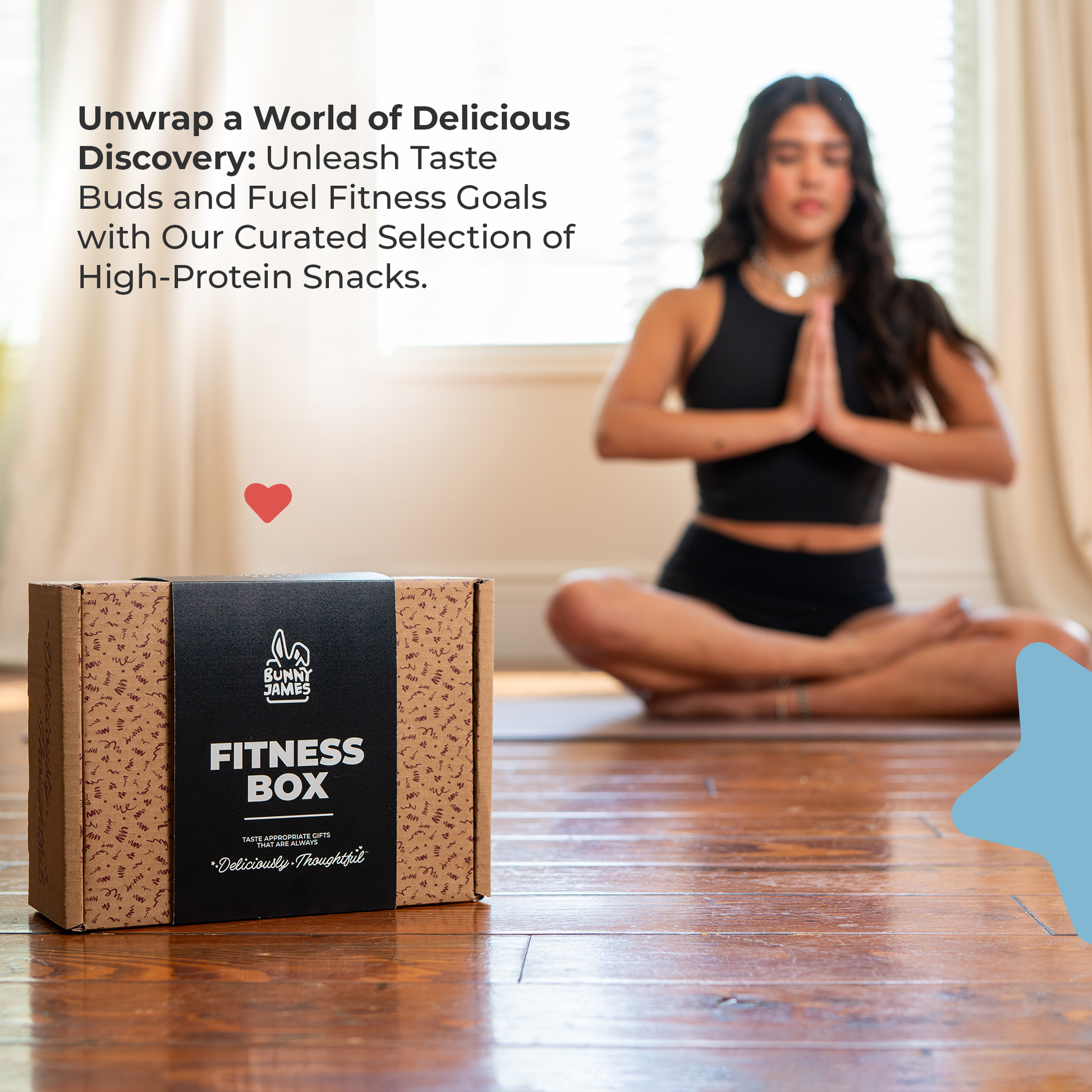 Bunny James Boxes Fitness Box Deluxe High-Protein Snack Box, Organic, Non-GMO Bars, Nuts, Jerky & More