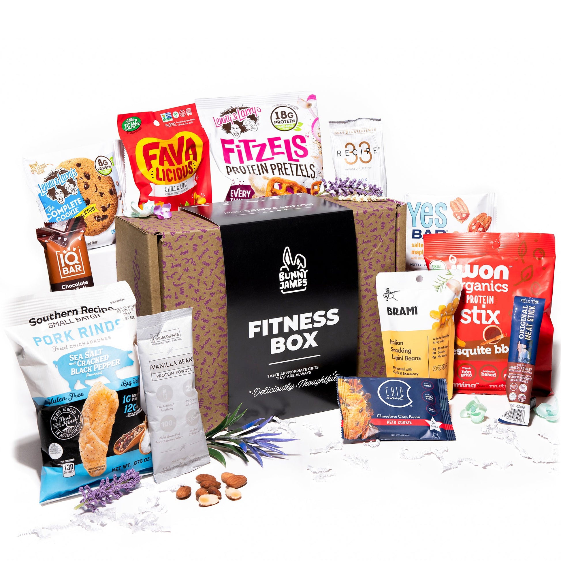 Bunny James Boxes Fitness Box High Protein Fitness Box: 12 Delicious Low-Carb Snacks for Muscle Gain & Weight Loss