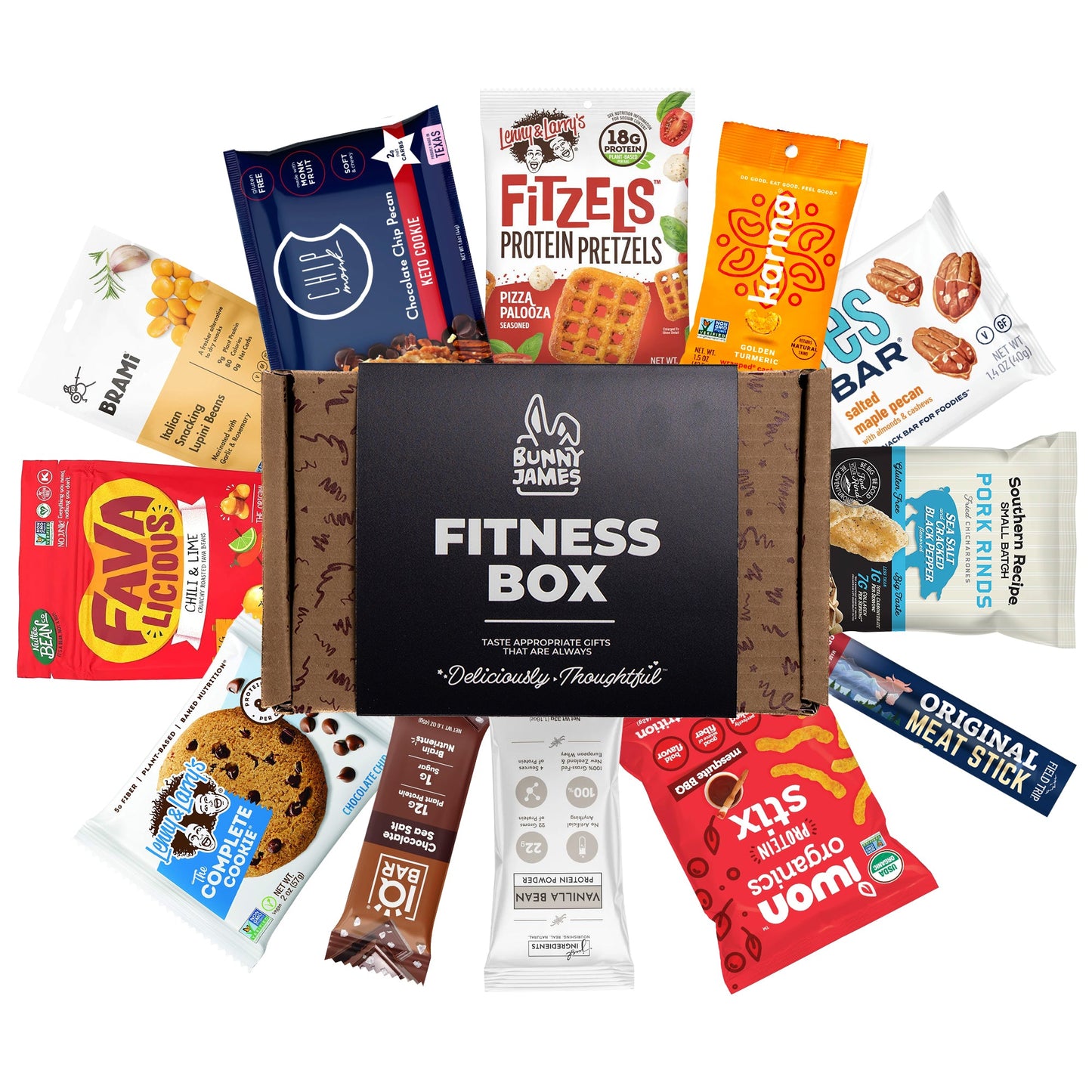 Bunny James Boxes Fitness Box High Protein Fitness Box: 12 Delicious Low-Carb Snacks for Muscle Gain & Weight Loss