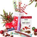 Bunny James Boxes Holiday Jerky Stocking: A Festive Red Stocking Stuffed with Delectable Jerky Treats Including Beef and Turkey Sticks Perfect for Gift Giving