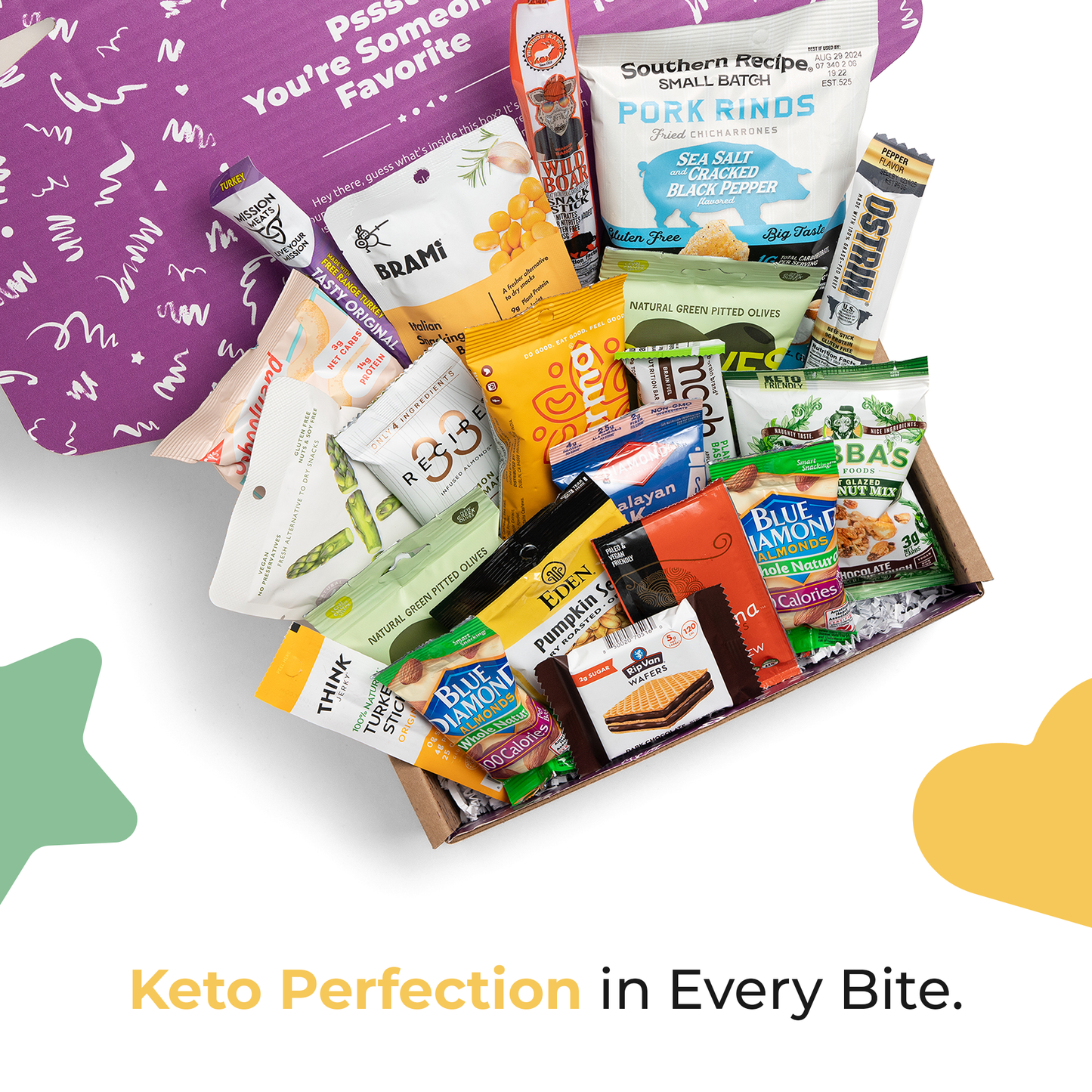 Bunny James Boxes Keto Box Keto Snacks Gift Basket – Ultra Low Carb, Low Sugar, High Fat – Includes Keto Bars, Cookies, Jerky & Pork Rinds