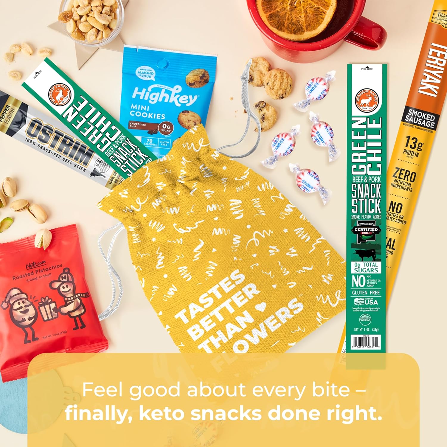 Bunny James Boxes Keto Box KETO Ultra Low Carb Snacks Care Package with High Fat Ketogenic Food Care Package with Cookies, Jerky – 10-Piece Healthy Diet Gift Bag for Men & Women