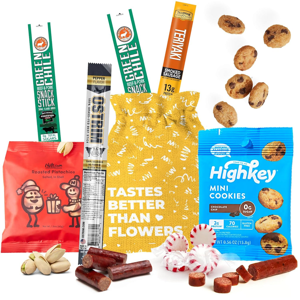 Bunny James Boxes Keto Box KETO Ultra Low Carb Snacks Care Package with High Fat Ketogenic Food Care Package with Cookies, Jerky – 10-Piece Healthy Diet Gift Bag for Men & Women
