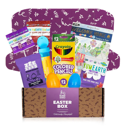 Bunny James Boxes Kids Treat Box: Healthy Organic Snacks & Fun Activities