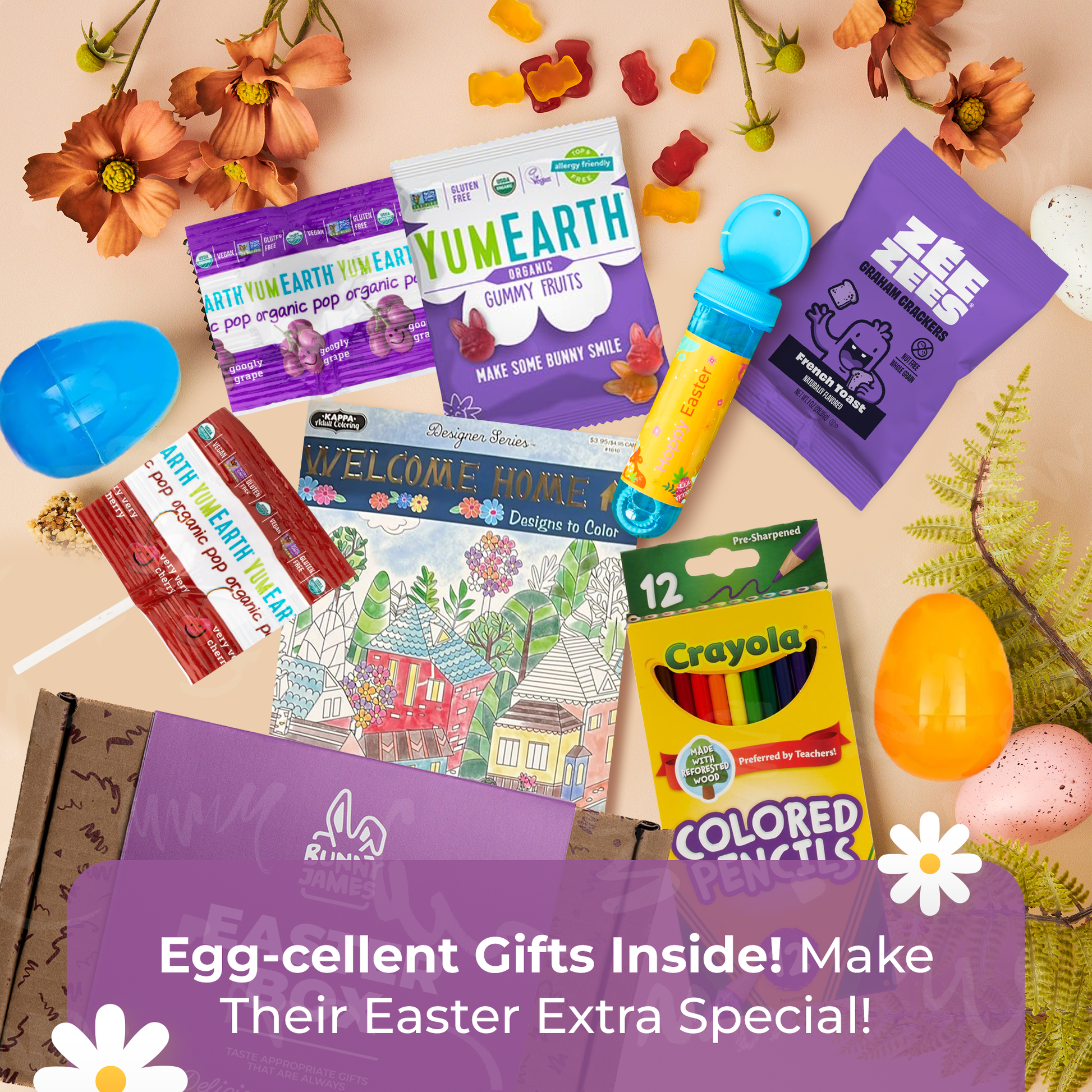 Bunny James Boxes Kids Treat Box: Healthy Organic Snacks & Fun Activities