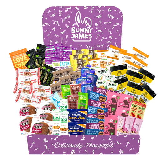 Bunny James Boxes Office Snack Box Vegan (90 count) Variety Bulk Snack Office Box