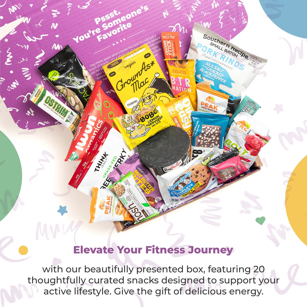 Bunny James Boxes Self-Care Fitness Mother's Day Gift Bundle - Premium Mix of Healthy Low Carb Snacks for On-the-Go Energy, Great Fitness Gift Package!