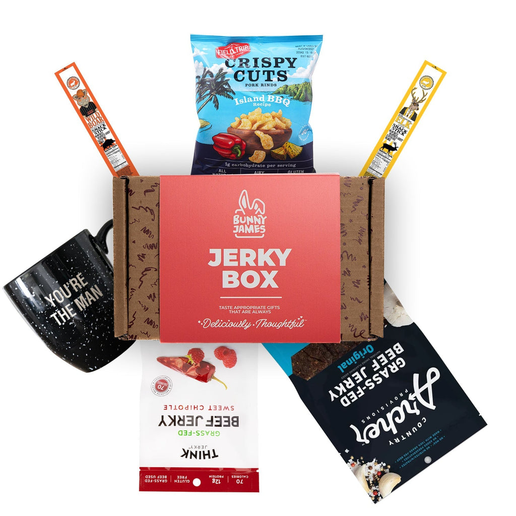 Bunny James Boxes Snack Boxes Black with White Speckles Gluten-Free Beef Jerky Gift Box