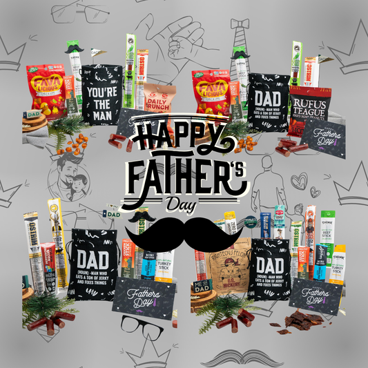 Bunny James Boxes Snack Boxes Dad's Delight: Premium Jerky and Nuts Collection - The Ultimate Father's Day Gift Bags for a Savory Snack Surprise He'll Truly Enjoy