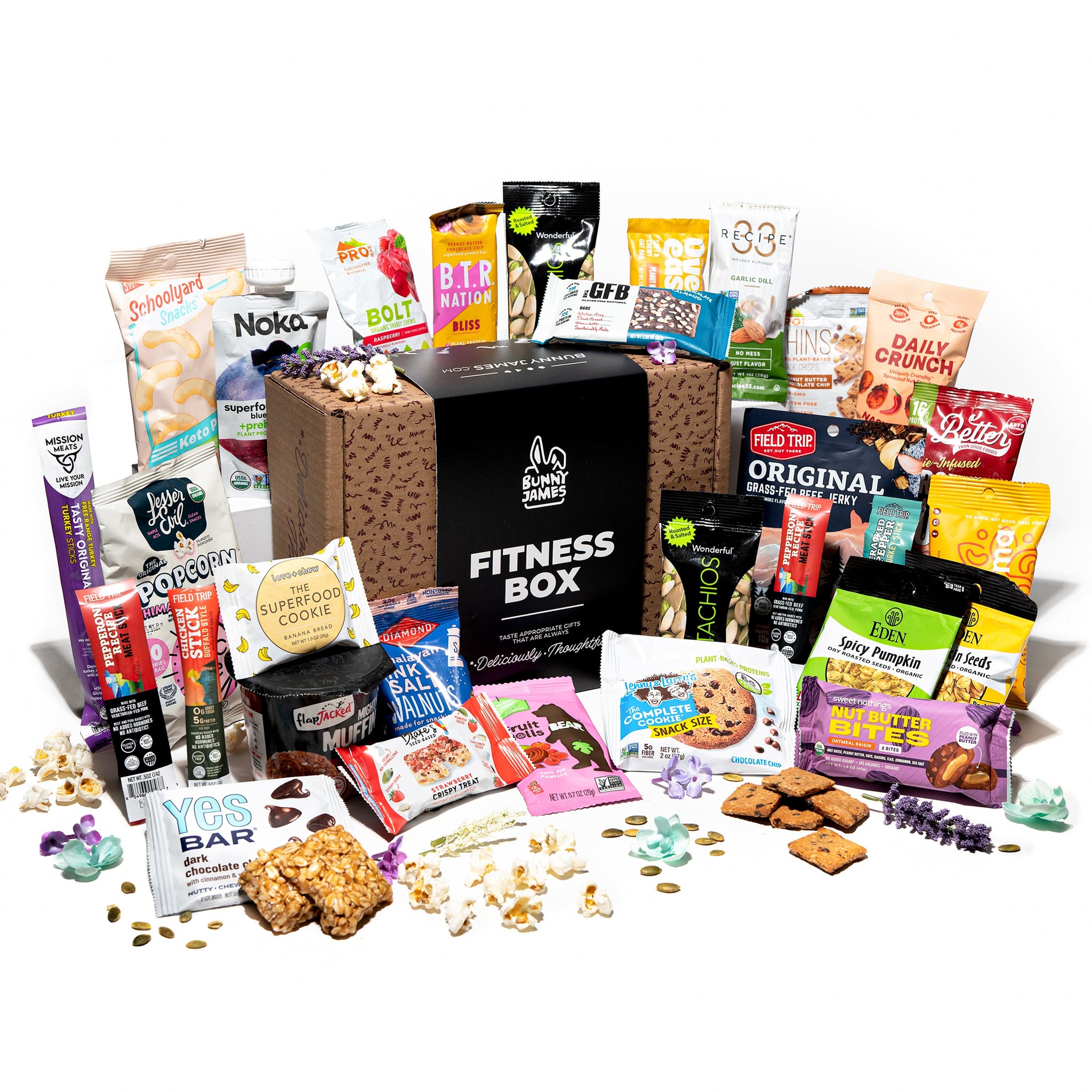 Deluxe High-Protein Snack Box, Organic, Non-GMO Bars, Nuts, Jerky & More