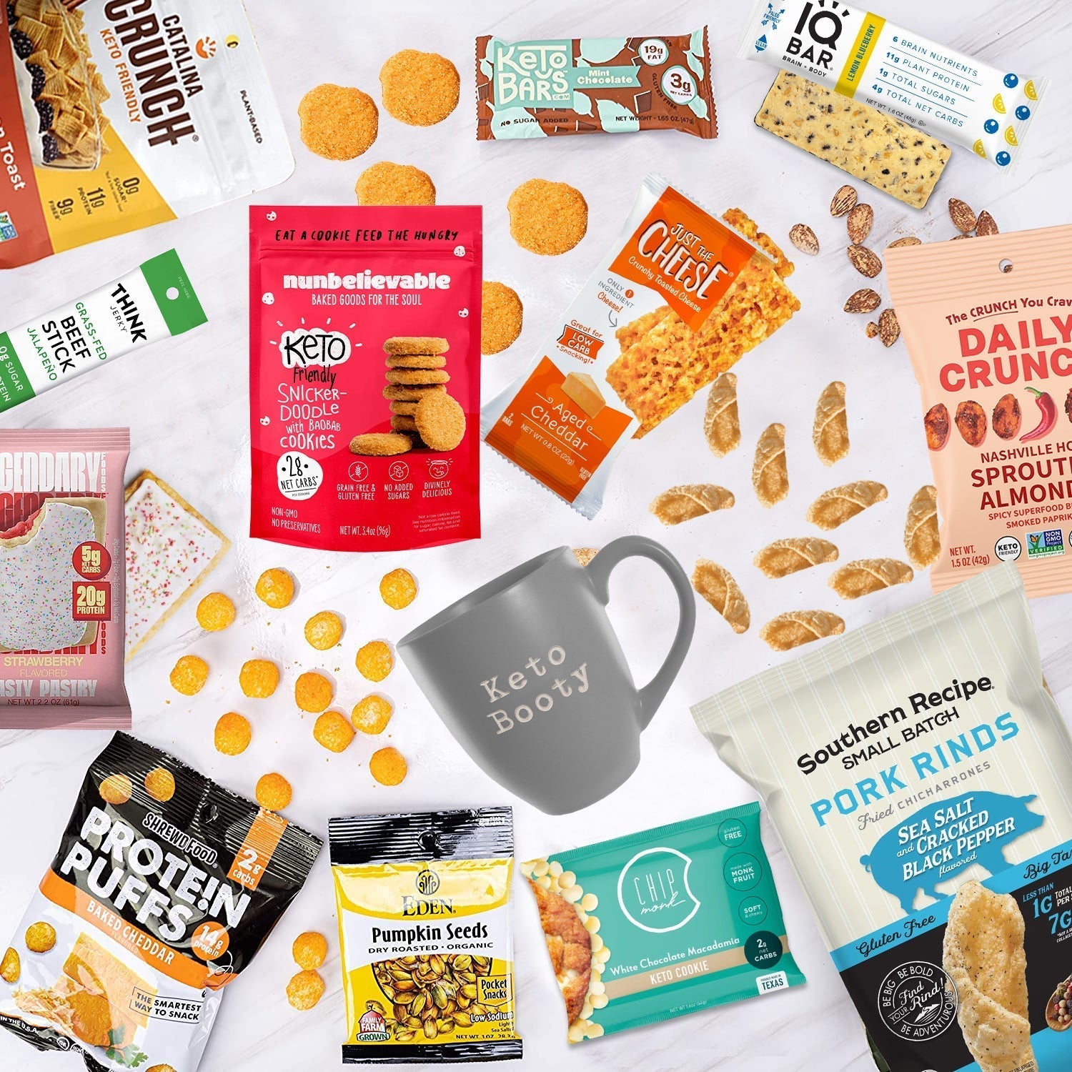 Keto Snacks Sampler & Engraved Keto Booty Mug Care Package | Bunny James Boxes | Bunny James Boxes