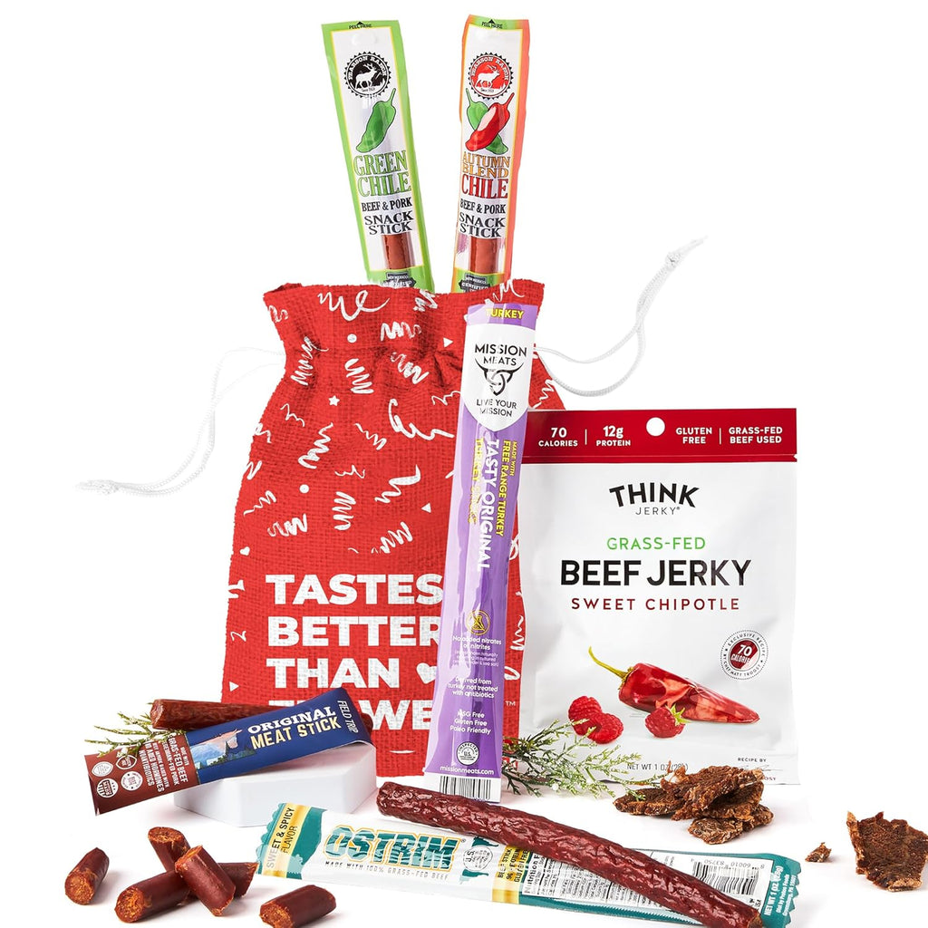Bunny James Boxes Snack Gift Bag Beef Jerky Gift Bag for Men – High-Protein Meat Snack Sampler for Dads & Jerky Lovers