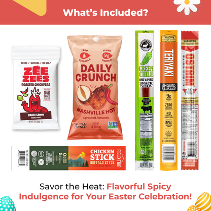 Bunny James Boxes Snack Gift Bag Spicy & Savory Snack Bag: Jerky & Nuts Variety