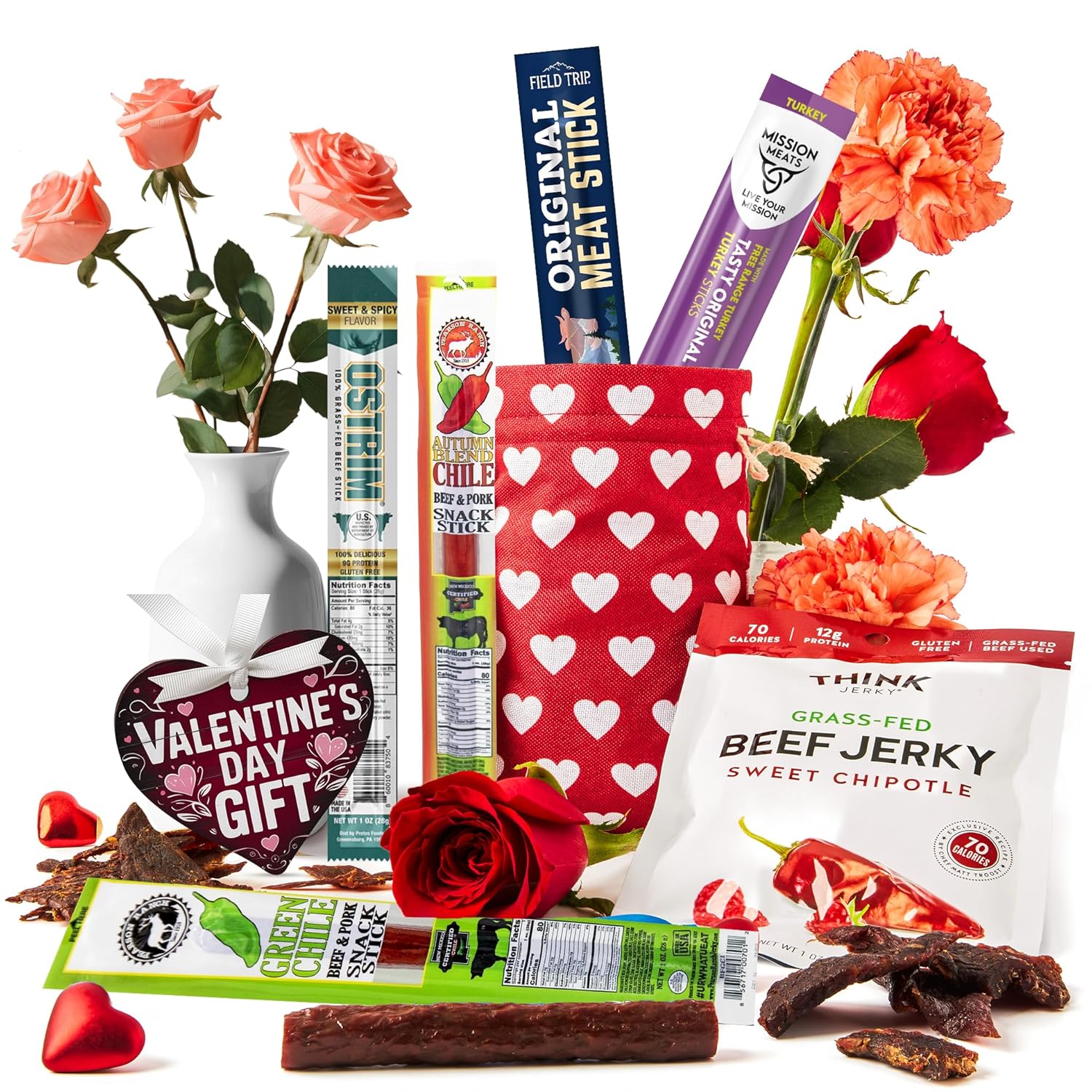 Bunny James Boxes Snack Jerky Valentine’s Day Snack Gift Bags – Jerky, Nuts & Keto-Friendly Treats