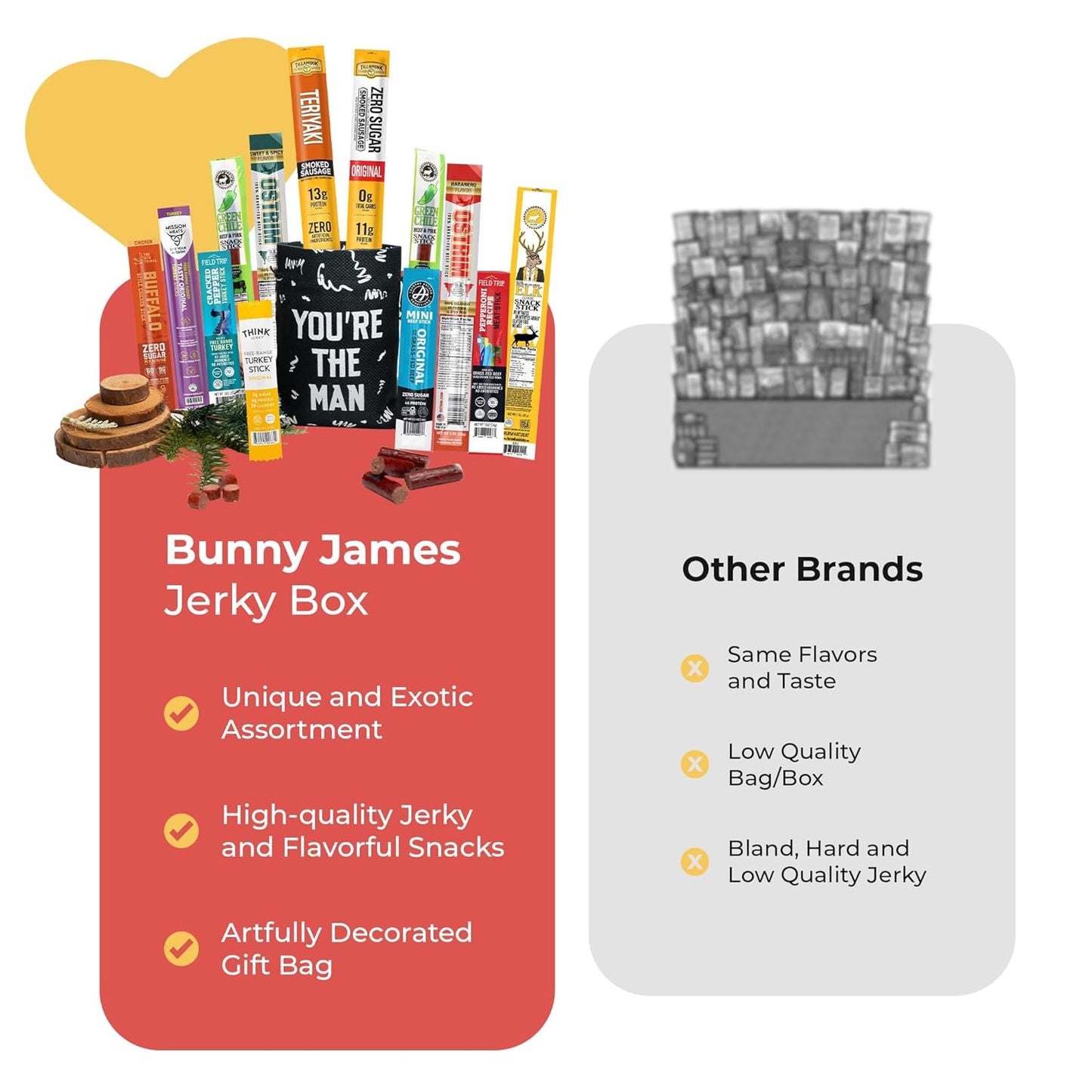 Bunny James Boxes Snack 🔥 Ultimate Jerky Sticks Gift Bag – 12 High-Protein Snack Sticks