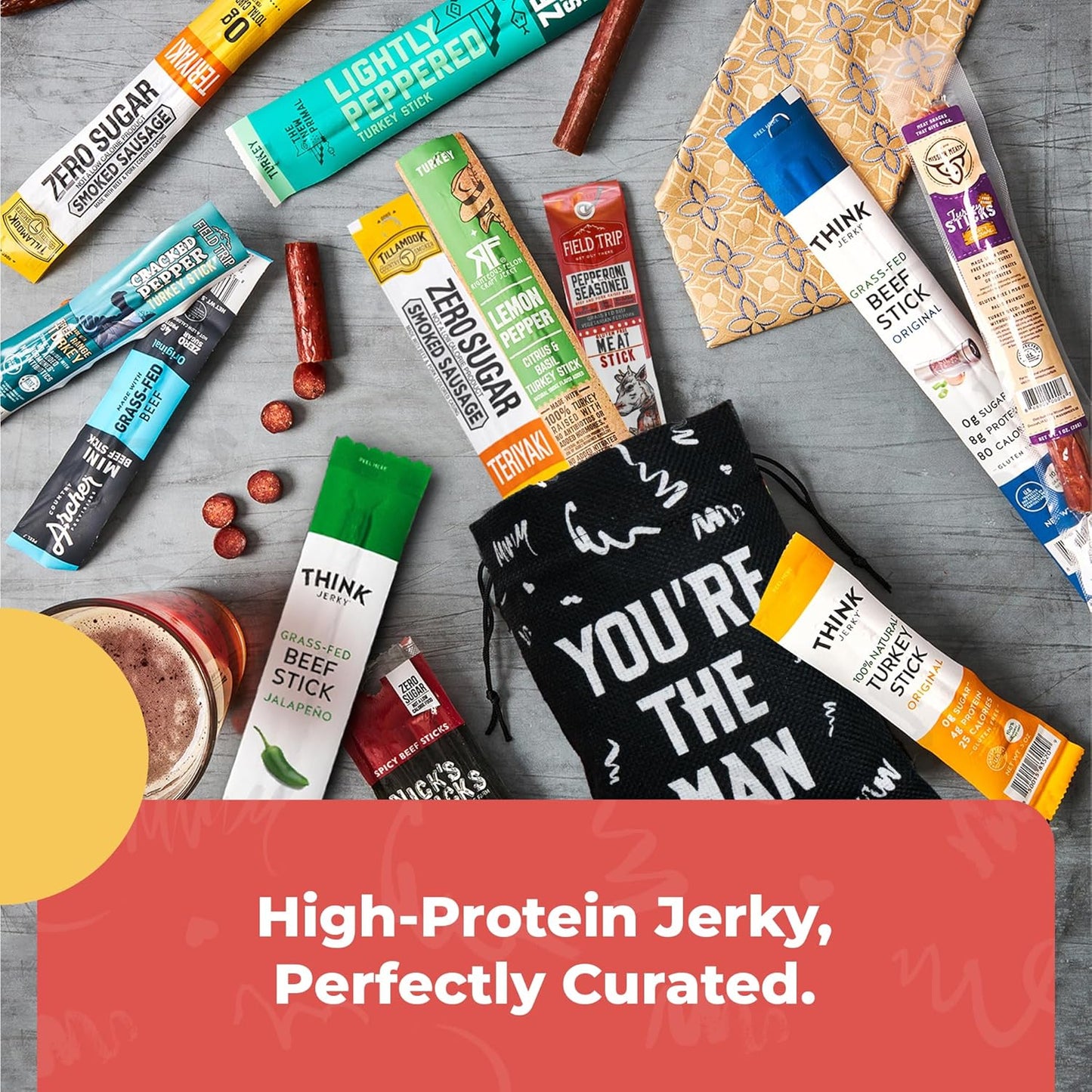 Bunny James Boxes Snack 🔥 Ultimate Jerky Sticks Gift Bag – 12 High-Protein Snack Sticks