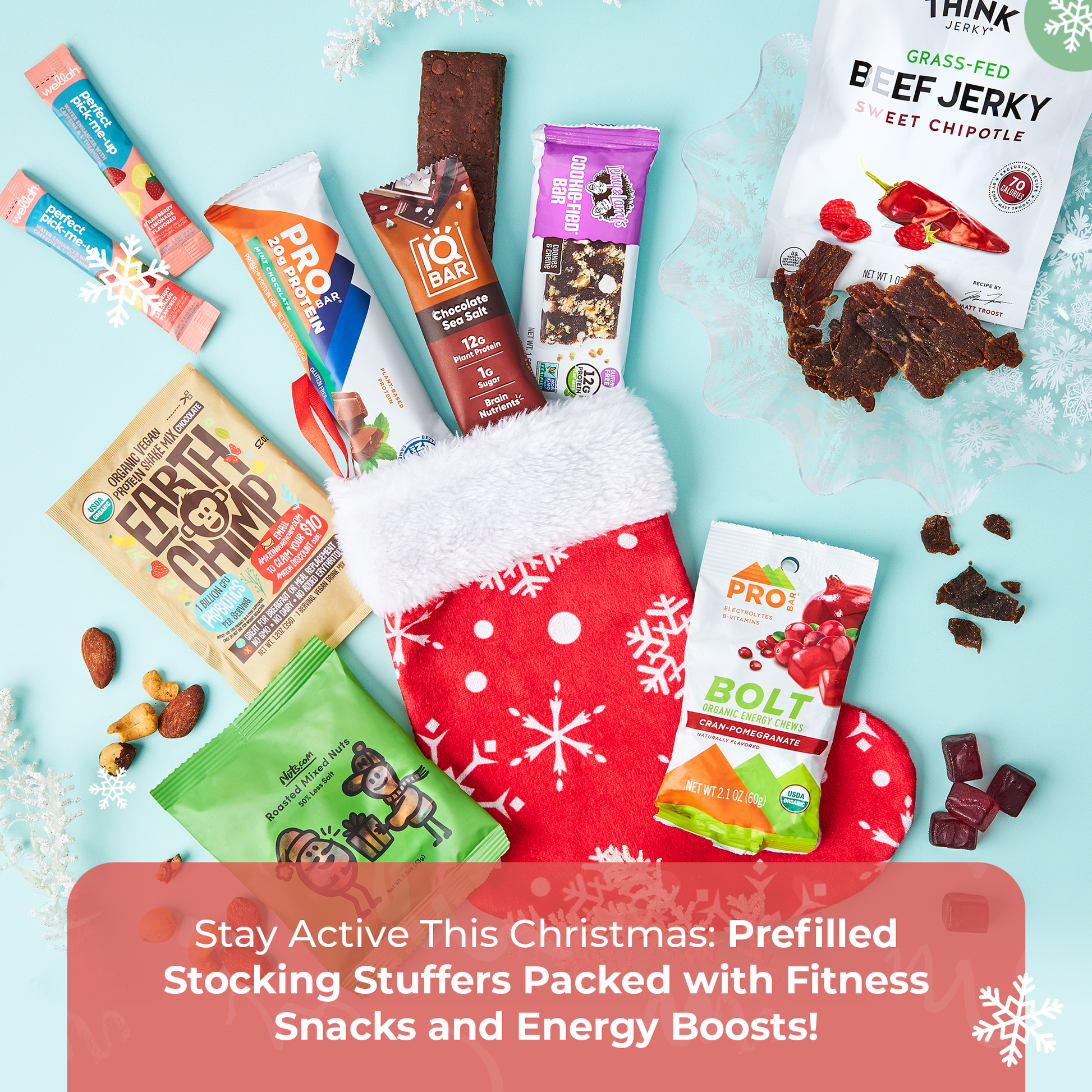 Bunny James Boxes Stocking Fitness Holiday Stocking: A Festive Red Stocking Filled with Nutritious Snacks and Protein Treats Perfect for Active Gift Recipients This Holiday Season