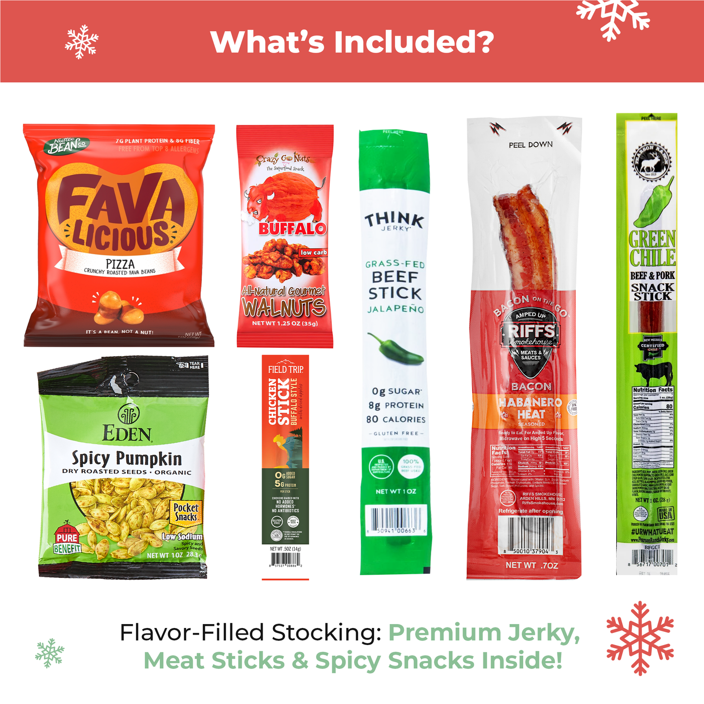 Bunny James Boxes Stocking Holiday Spicy Jerky and Nuts Stocking: A Bold, Flavorful Stocking Stuffer Packed with Savory Snacks for Your Loved Ones