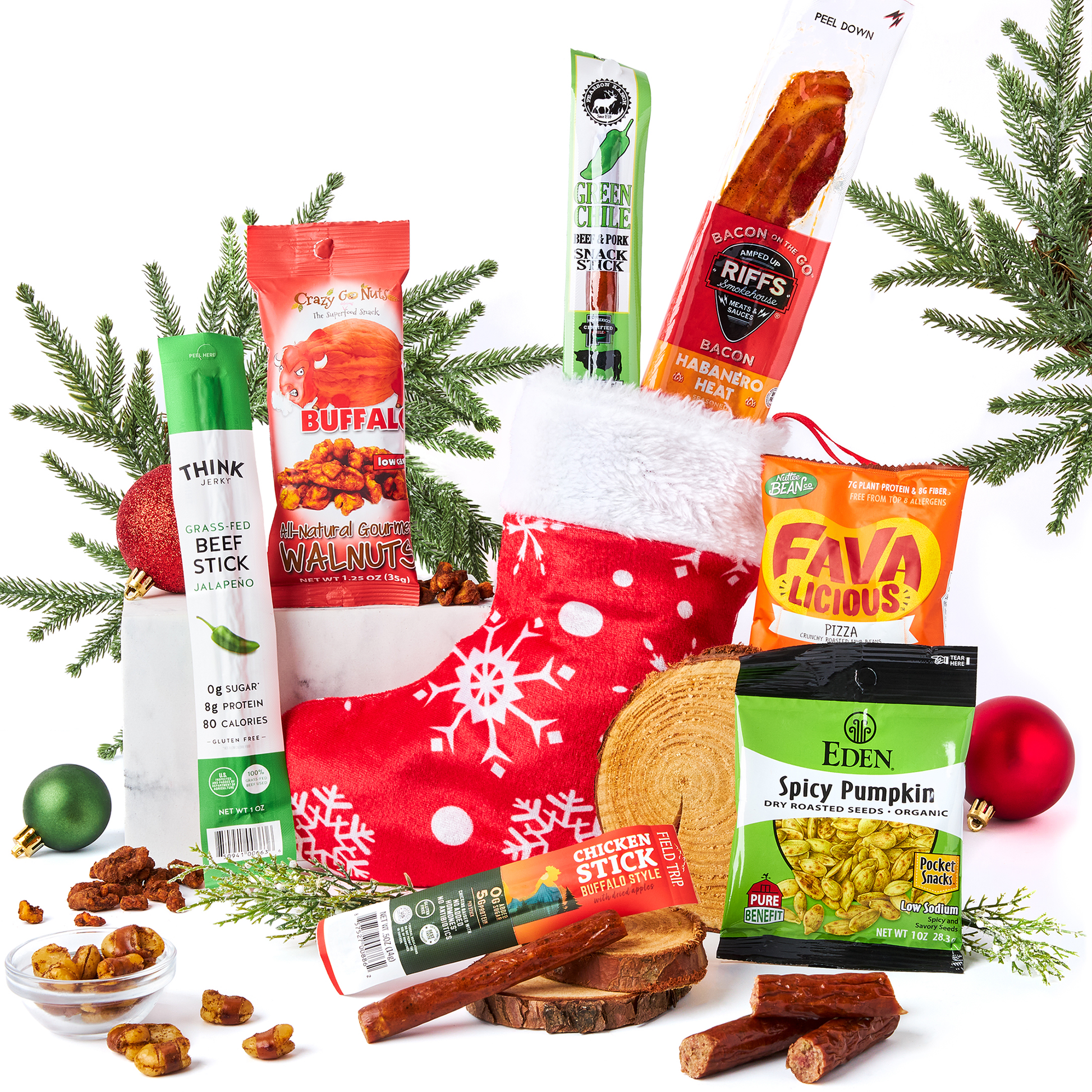 Bunny James Boxes Stocking Holiday Spicy Jerky and Nuts Stocking: A Bold, Flavorful Stocking Stuffer Packed with Savory Snacks for Your Loved Ones