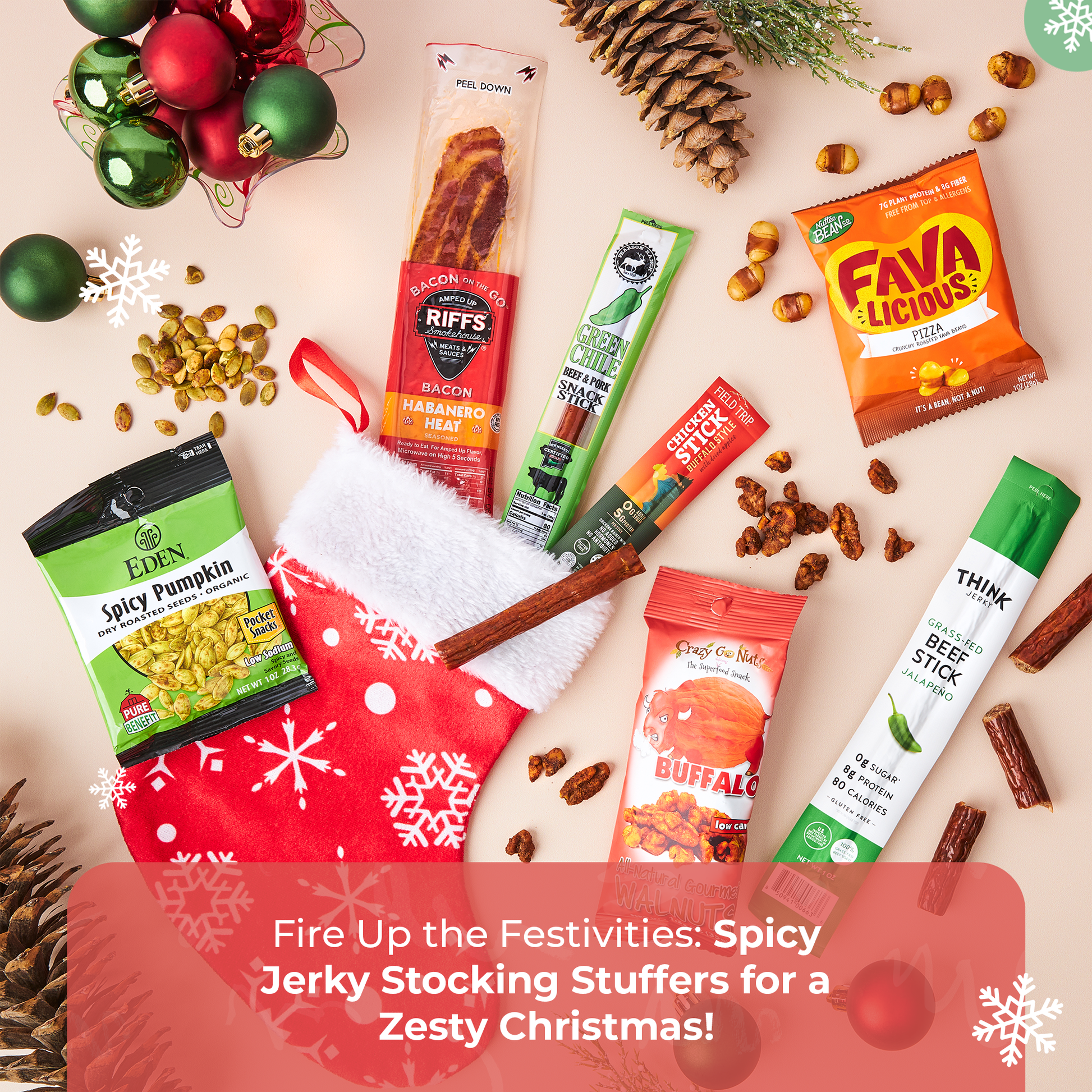 Bunny James Boxes Stocking Holiday Spicy Jerky and Nuts Stocking: A Bold, Flavorful Stocking Stuffer Packed with Savory Snacks for Your Loved Ones