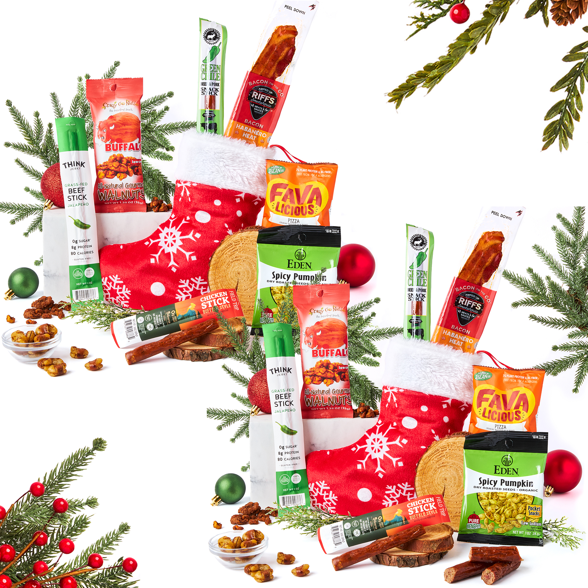 Spicy Jerky & Gourmet Nut Holiday Stocking 2-Pack