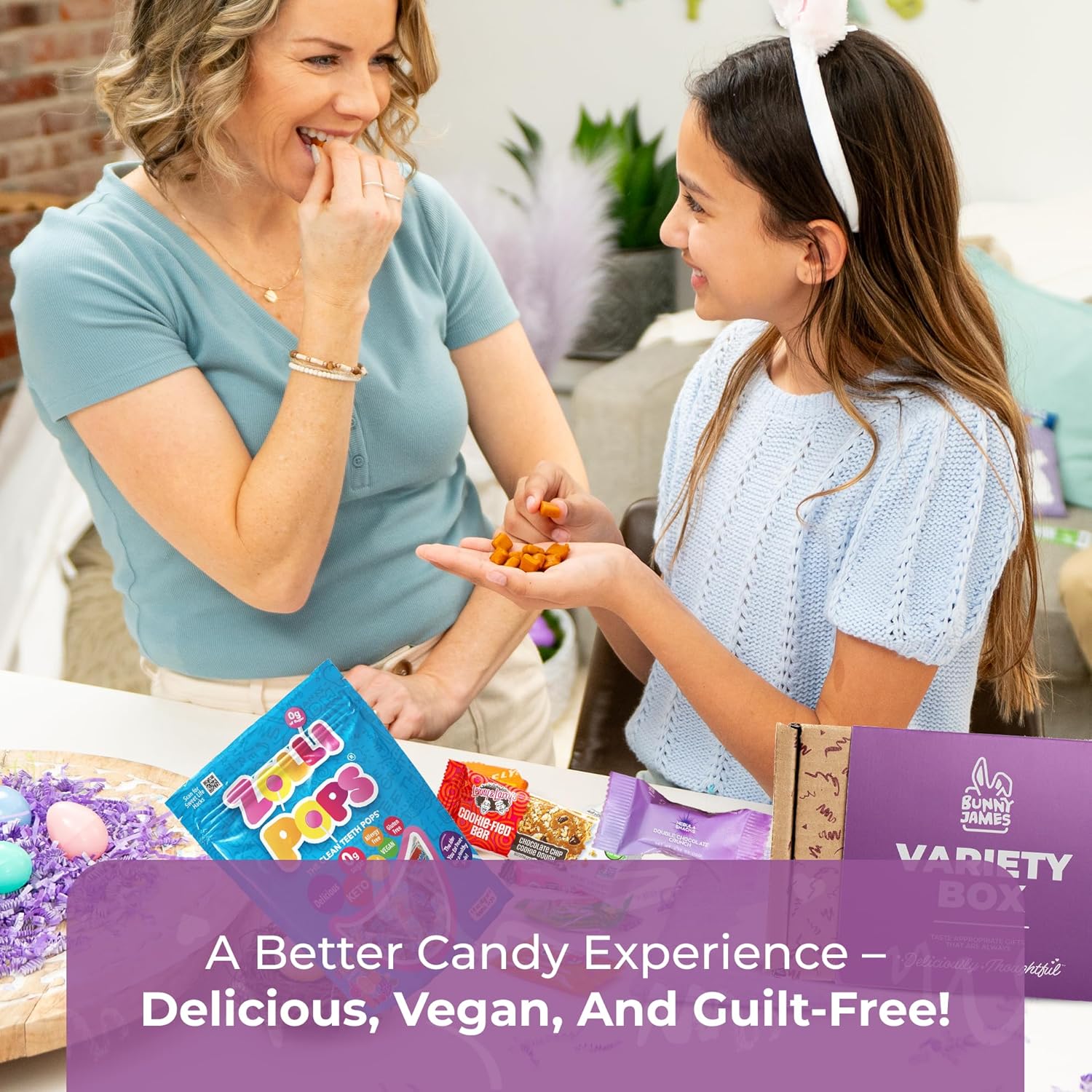 Bunny James Boxes Vegan Box Healthy Vegan Candy Gift Box - Mix Of Sour and Sweet Vegan Candy - Great Vegan Gift Basket Alternative, Amazing Gifts For Her and College Student Gift Care Package