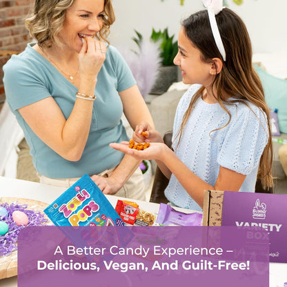Bunny James Boxes Vegan Box Healthy Vegan Candy Gift Box - Mix Of Sour and Sweet Vegan Candy - Great Vegan Gift Basket Alternative, Amazing Gifts For Her and College Student Gift Care Package