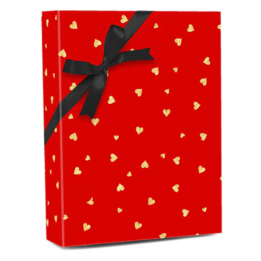 Gold Hearts Gift Wrap (Bow not included) - Bunny James Boxes
